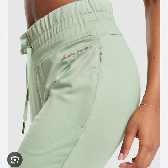 Gymshark x Whitney Simmons High Rise Fitted Joggers Zip Pockets XS Green - Picture 1 of 9